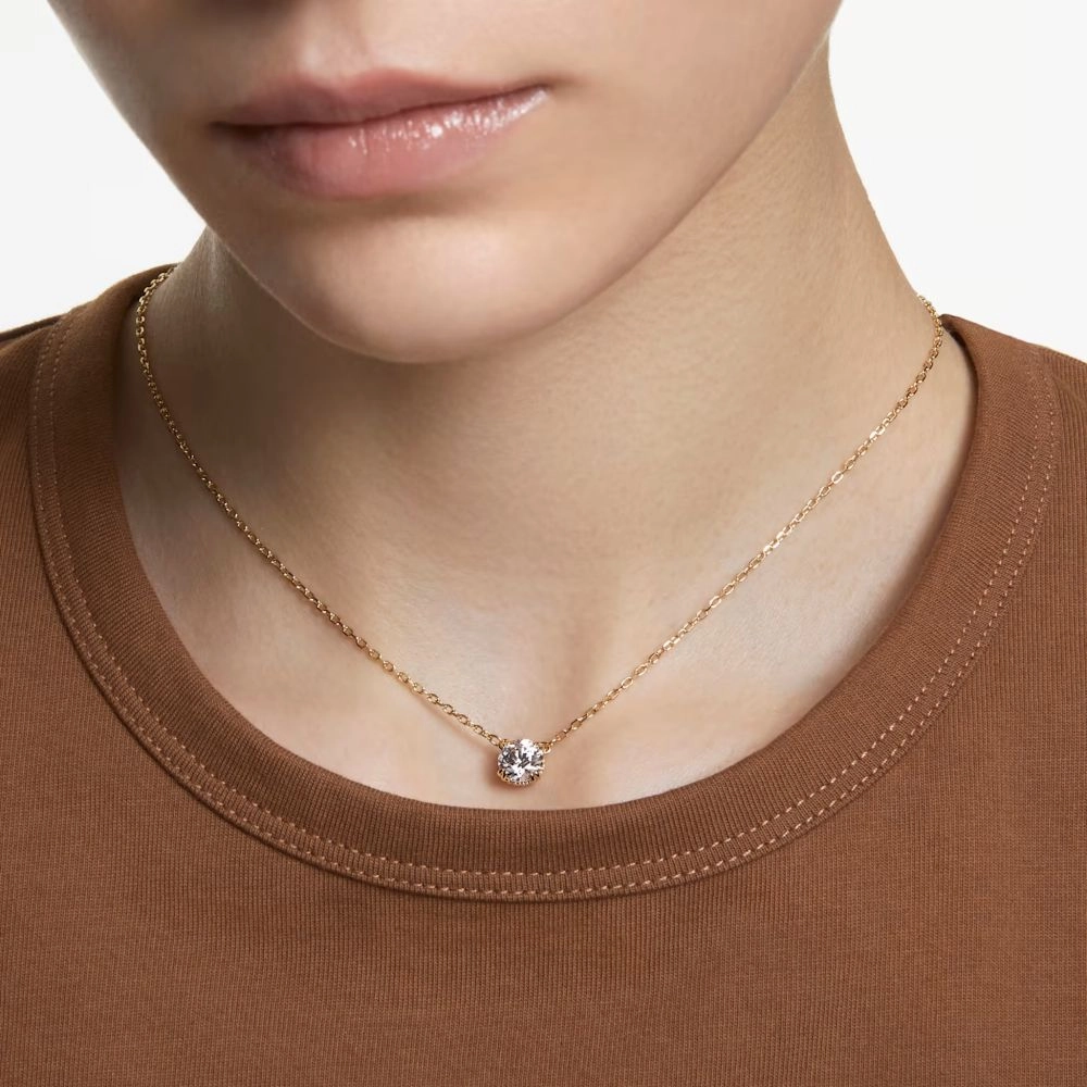 Swarovski Constella Necklace with pendant Round cut White Gold-tone plated  38cm x 42 CM