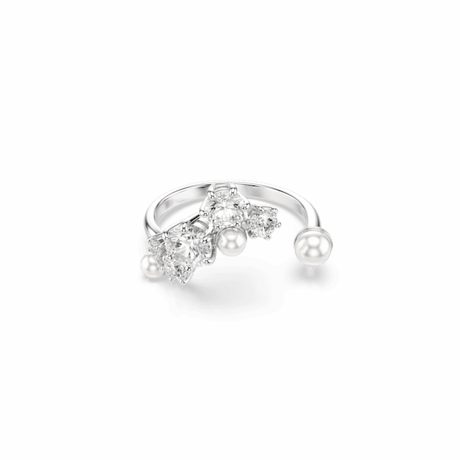 Swarovski Constella open Ring Crystal pearl Round cuts White Rhodium plated