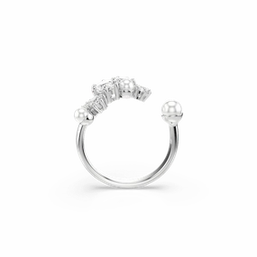 Swarovski Constella open Ring Crystal pearl Round cuts White Rhodium plated Size 52 fashion-jewelry  