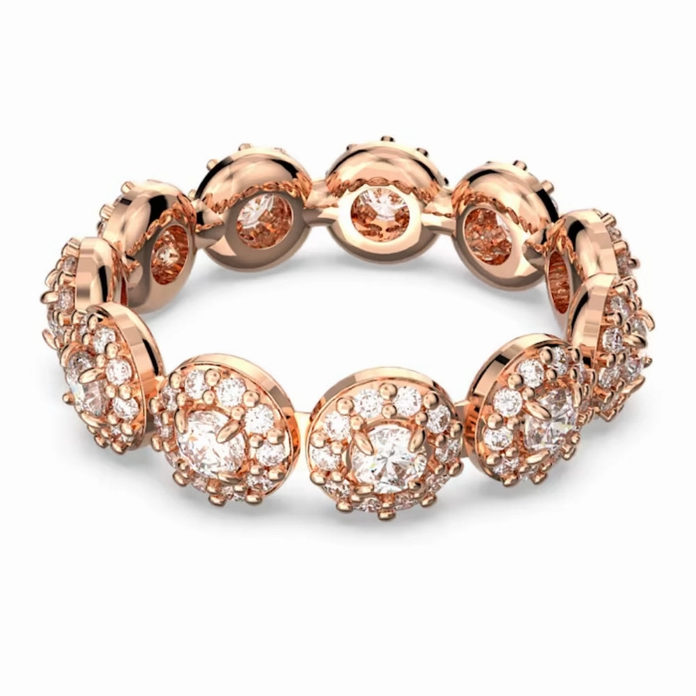 Swarovski Constella Ring Round Cut Pav White Rose Gold-Tone Plated Size :55