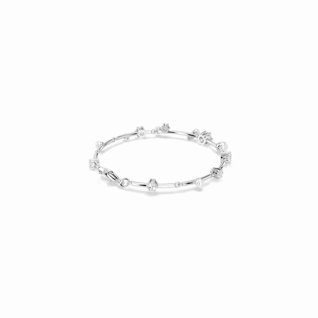 Swarovski Constella Tennis Bracelet Crystal Pearl Round Cuts White Rhodium Plated