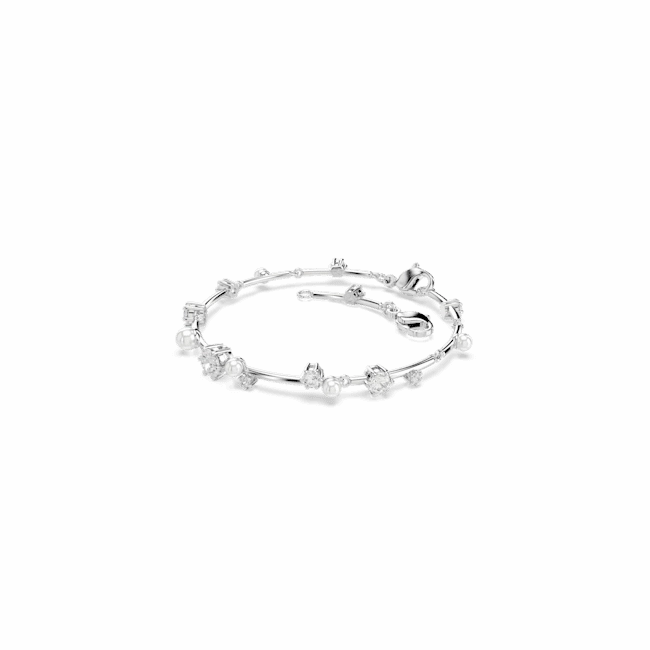 Swarovski Constella Tennis Bracelet Crystal Pearl Round Cuts White Rhodium Plated