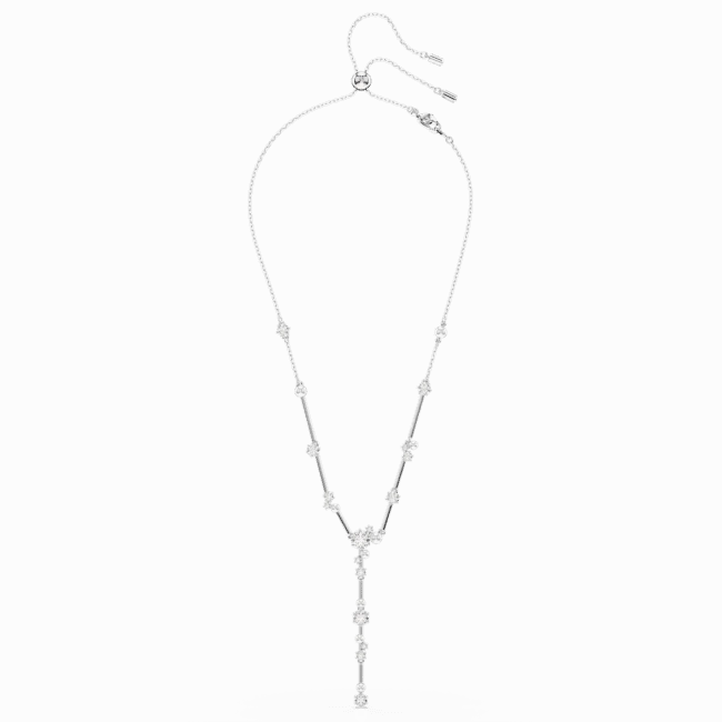 Swarovski Constella Y Necklace Crystal pearl Round cuts White Rhodium plated