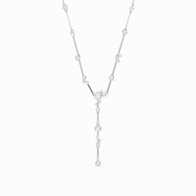 Swarovski Constella Y Necklace Crystal pearl Round cuts White Rhodium plated fashion-jewelry  