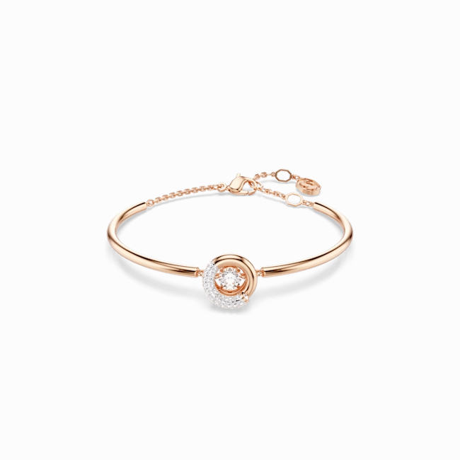Swarovski Dextera Bangle Round cut, White, Rose gold-tone plated, Medium fashion-jewelry  