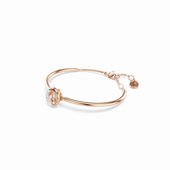 Swarovski Dextera Bangle Round cut, White, Rose gold-tone plated, Medium