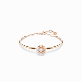 Swarovski Dextera Bangle Round cut, White, Rose gold-tone plated, Medium fashion-jewelry  
