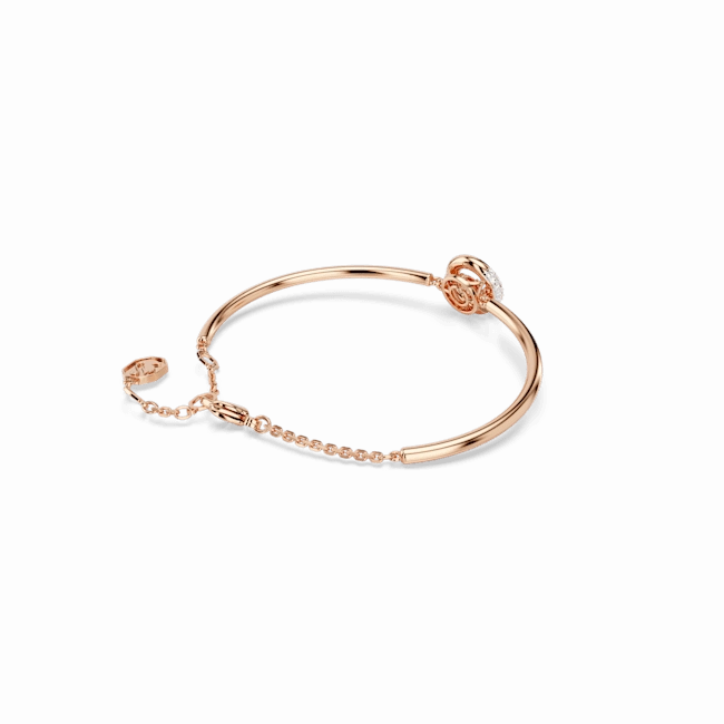 Swarovski Dextera Bangle Round cut, White, Rose gold-tone plated, Medium
