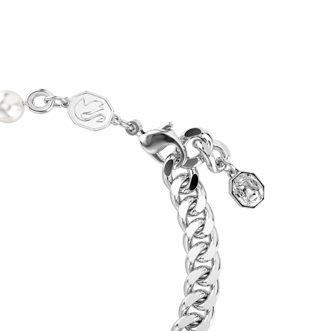 Swarovski Dextera Bracelet Pave, Crystal Pearl, White, Rhodium plated, Medium