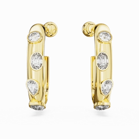 Swarovski Dextera Hoop Earrings Mixed cuts, White, Gold-tone plated 