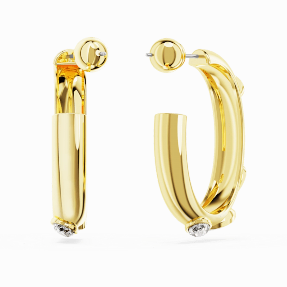 Swarovski Dextera Hoop Earrings Mixed cuts, White, Gold-tone plated