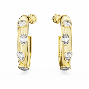 Swarovski Dextera Hoop Earrings Mixed cuts, White, Gold-tone plated fashion-jewelry  