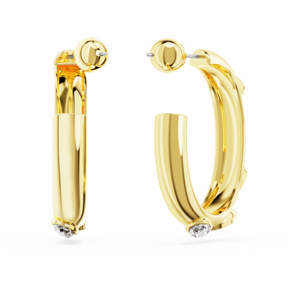 Swarovski Dextera Hoop Earrings Mixed cuts, White, Gold-tone plated