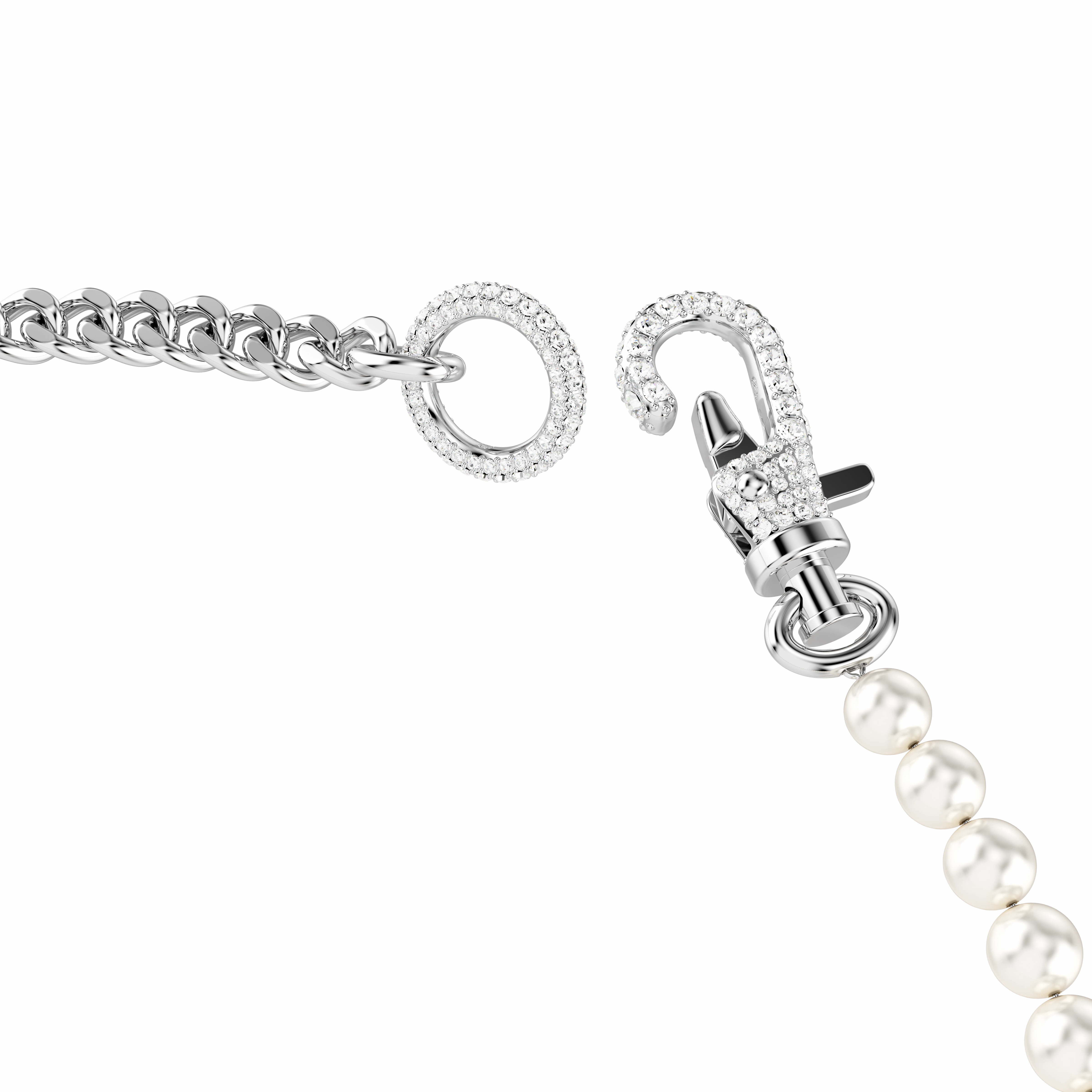 Swarovski Dextera Necklace Pav Crystal Pearl White Rhodium Plated