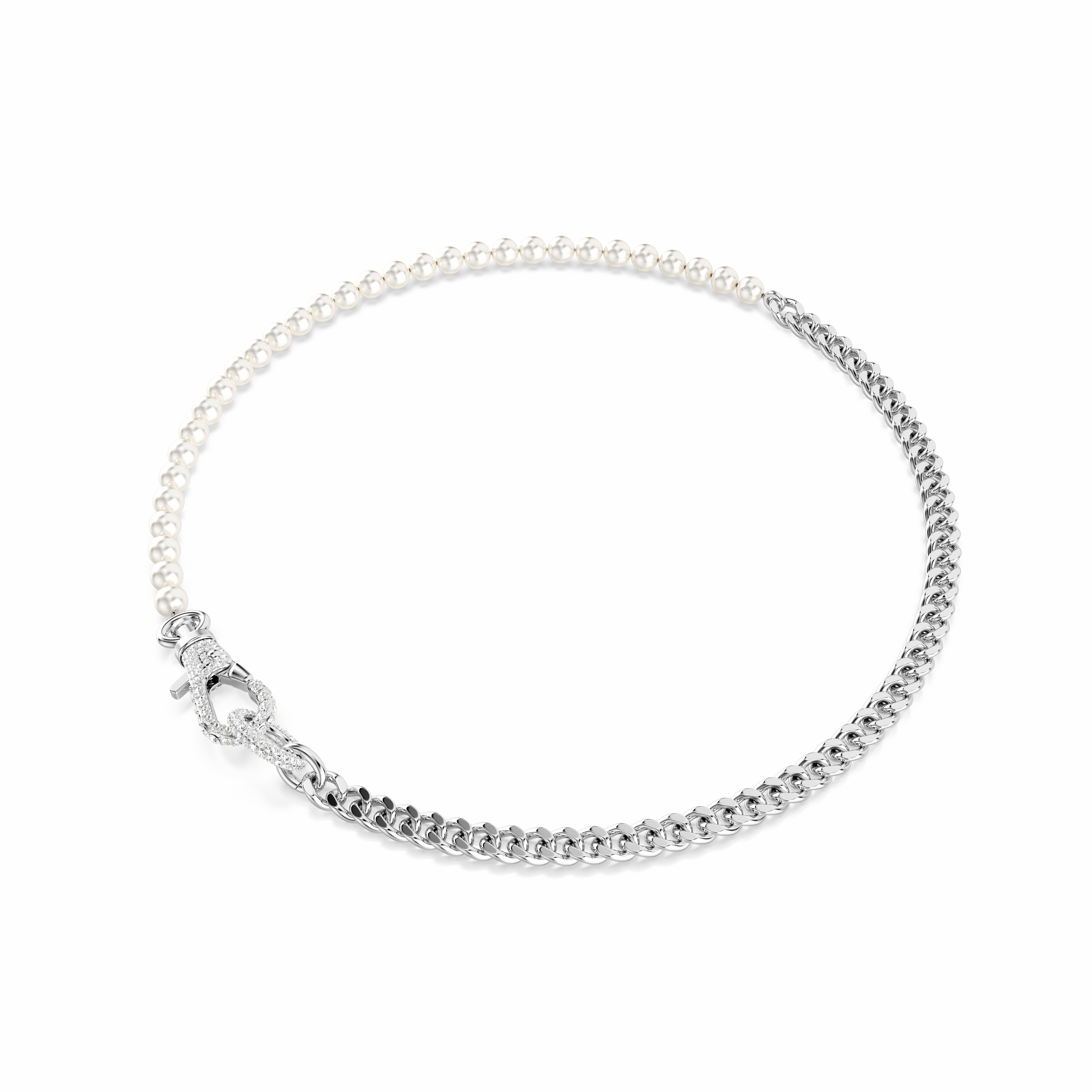 Swarovski Dextera Necklace Pav Crystal Pearl White Rhodium Plated