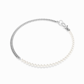 Swarovski Dextera Necklace Pav Crystal Pearl White Rhodium Plated fashion-jewelry  
