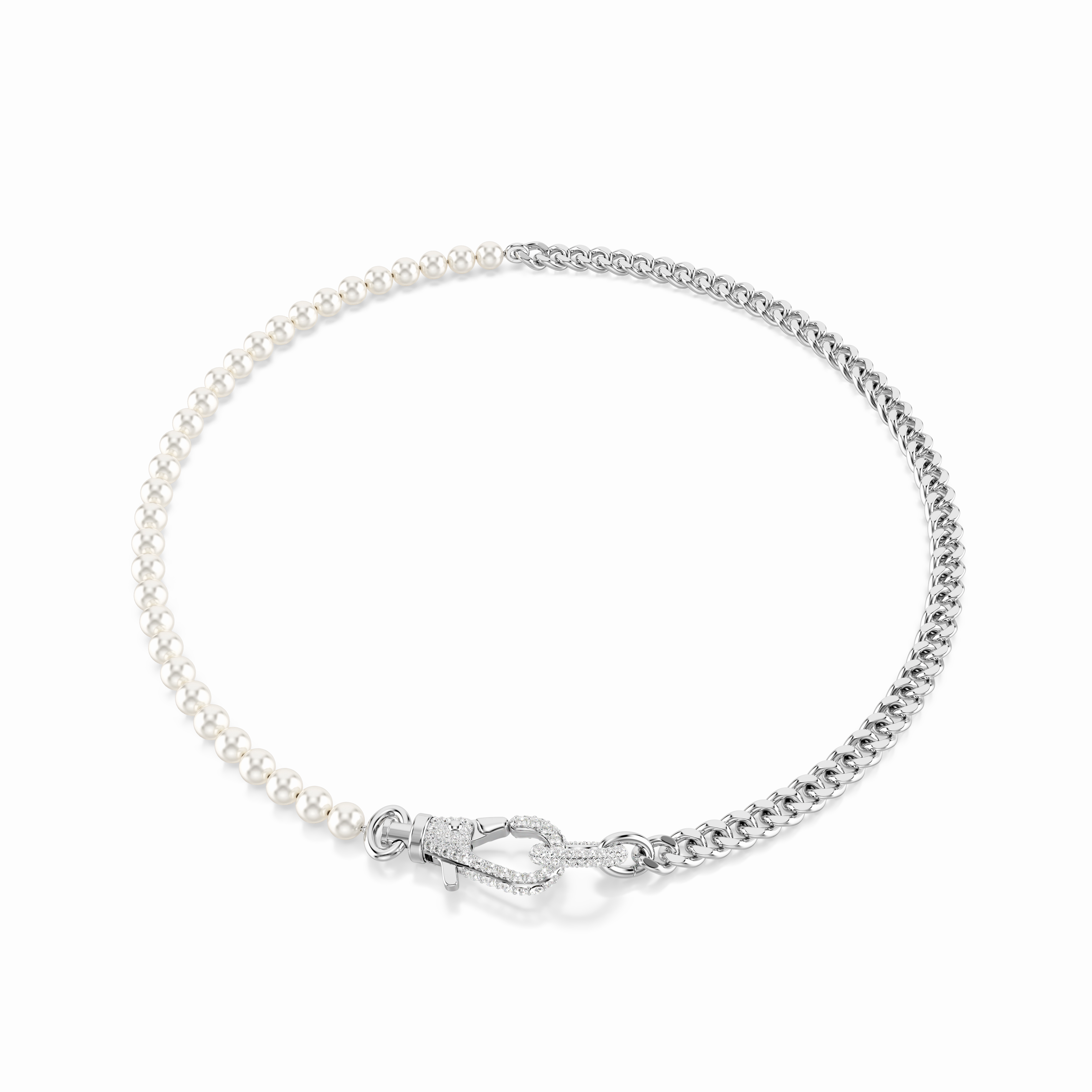 Swarovski Dextera Necklace Pav Crystal Pearl White Rhodium Plated
