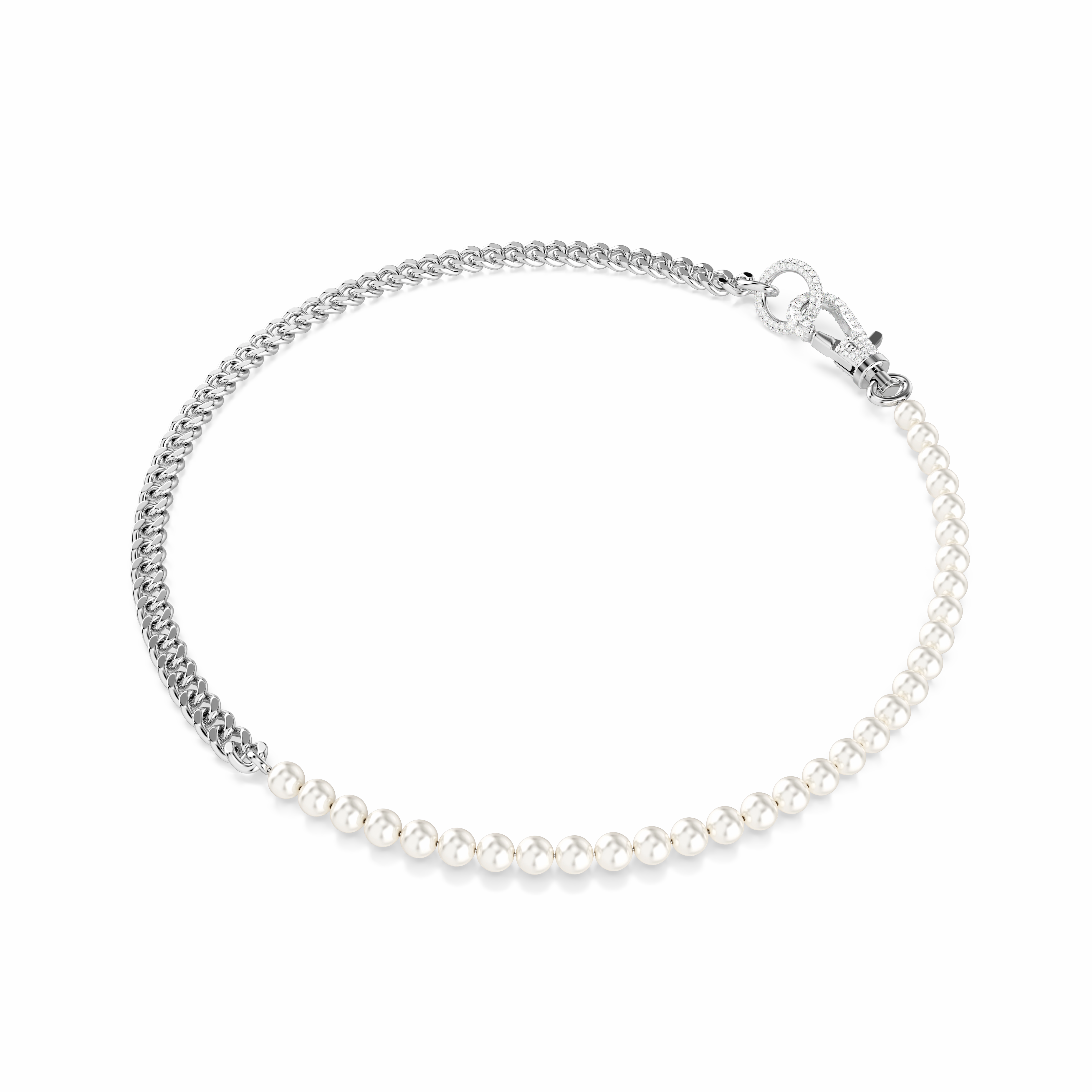 Swarovski Dextera Necklace Pav Crystal Pearl White Rhodium Plated fashion-jewelry  