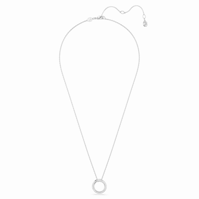 Swarovski Dextera Necklace Pendant Pave, White, Rhodium plated