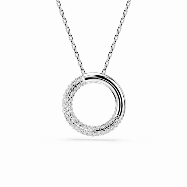 Swarovski Dextera Necklace Pendant Pave, White, Rhodium plated