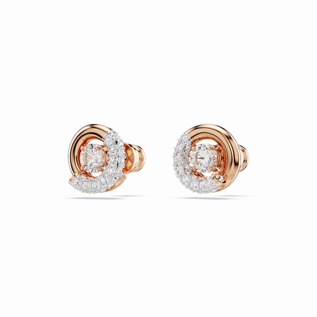 Swarovski Dextera stud earrings Round cut, White, Rose gold-tone plated