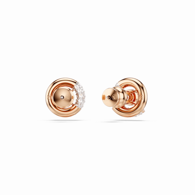 Swarovski Dextera stud earrings Round cut, White, Rose gold-tone plated