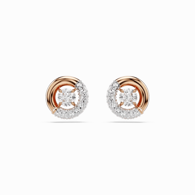 Swarovski Dextera stud earrings Round cut, White, Rose gold-tone plated