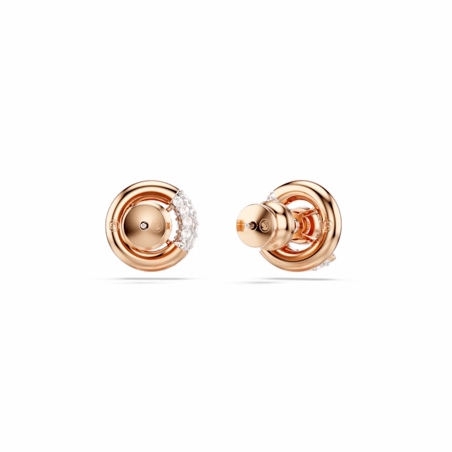 Swarovski Dextera stud earrings Round cut, White, Rose gold-tone plated