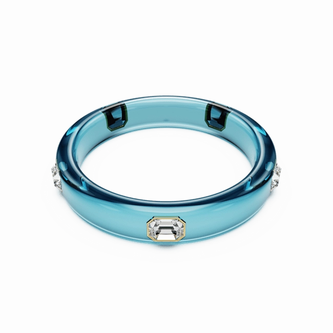 Swarovski Dulcis Bangle Octagon Cut Blue Gold-Tone Plated fashion-jewelry  