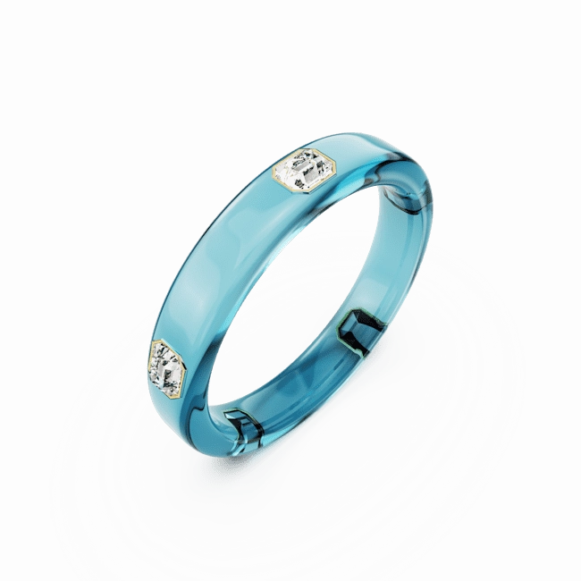 Swarovski Dulcis Bangle Octagon Cut Blue Gold-Tone Plated