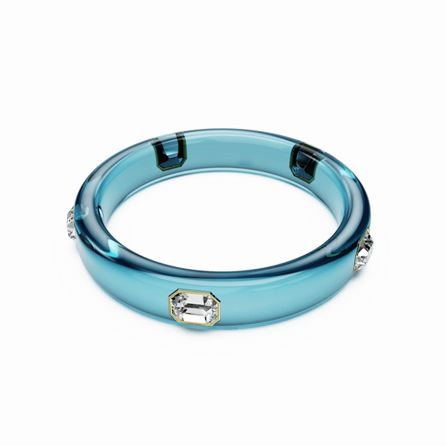 Swarovski Dulcis Bangle Octagon Cut Blue Gold-Tone Plated