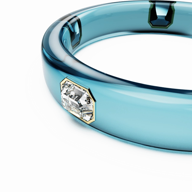 Swarovski Dulcis Bangle Octagon Cut Blue Gold-Tone Plated
