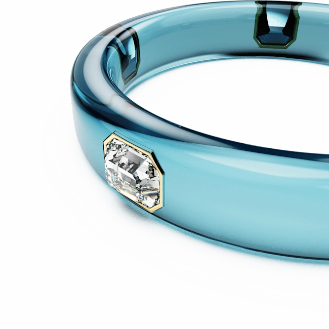 Swarovski Dulcis Bangle Octagon Cut Blue Gold-Tone Plated