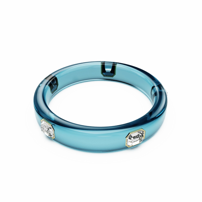 Swarovski Dulcis Bangle Octagon Cut Blue Gold-Tone Plated
