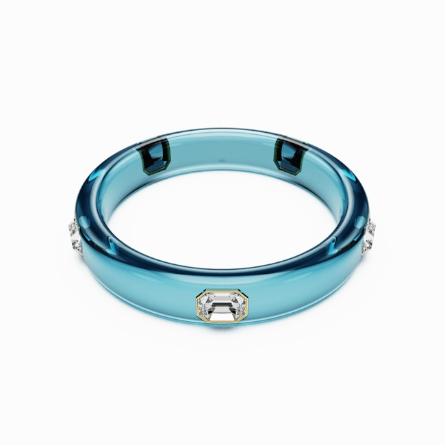 Swarovski Dulcis Bangle Octagon Cut Blue Gold-Tone Plated