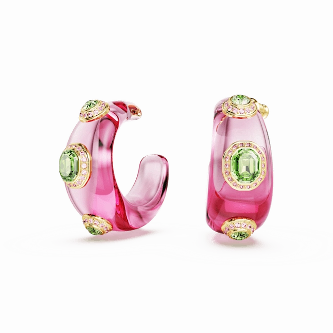 Swarovski Dulcis Hoop Earrings Mixed cuts Multicolored Gold-tone plated 