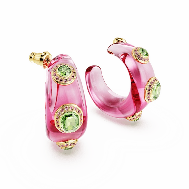 Swarovski Dulcis Hoop Earrings Mixed cuts Multicolored Gold-tone plated