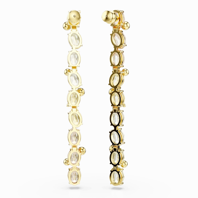 Swarovski Gema Drop Earrings Asymmetrical design Mixed cuts Multicolored Gold-tone plated