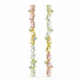 Swarovski Gema Drop Earrings Asymmetrical design Mixed cuts Multicolored Gold-tone plated fashion-jewelry  