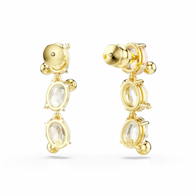Swarovski Gema Drop Earrings Asymmetrical design Mixed cuts Multicolored Gold-tone plated