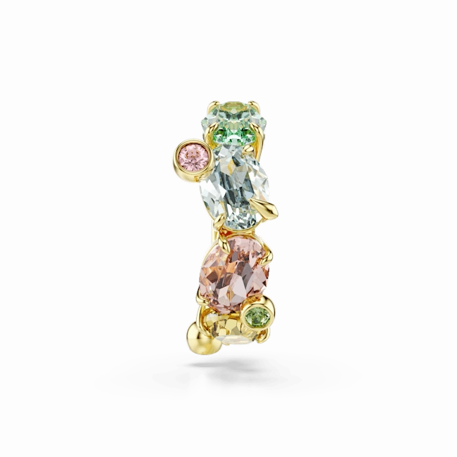 Swarovski Gema Ear Cuff Single Mixed cuts Multicolored Gold-tone plated