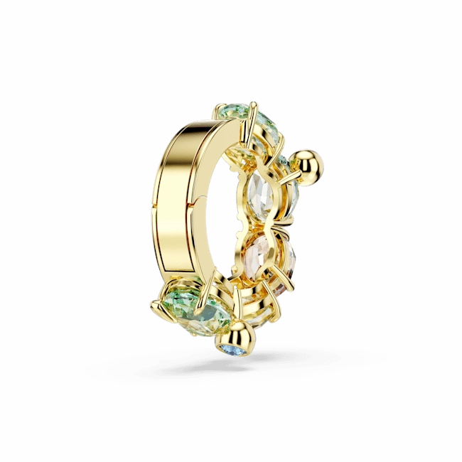 Swarovski Gema Ear Cuff Single Mixed cuts Multicolored Gold-tone plated