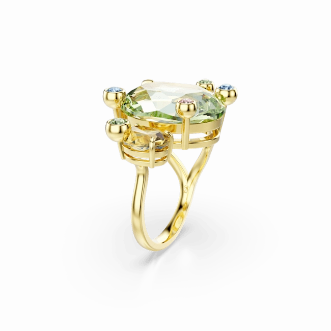 Swarovski Gema Open Ring Mixed Cuts Multicolored Gold-Tone Plated