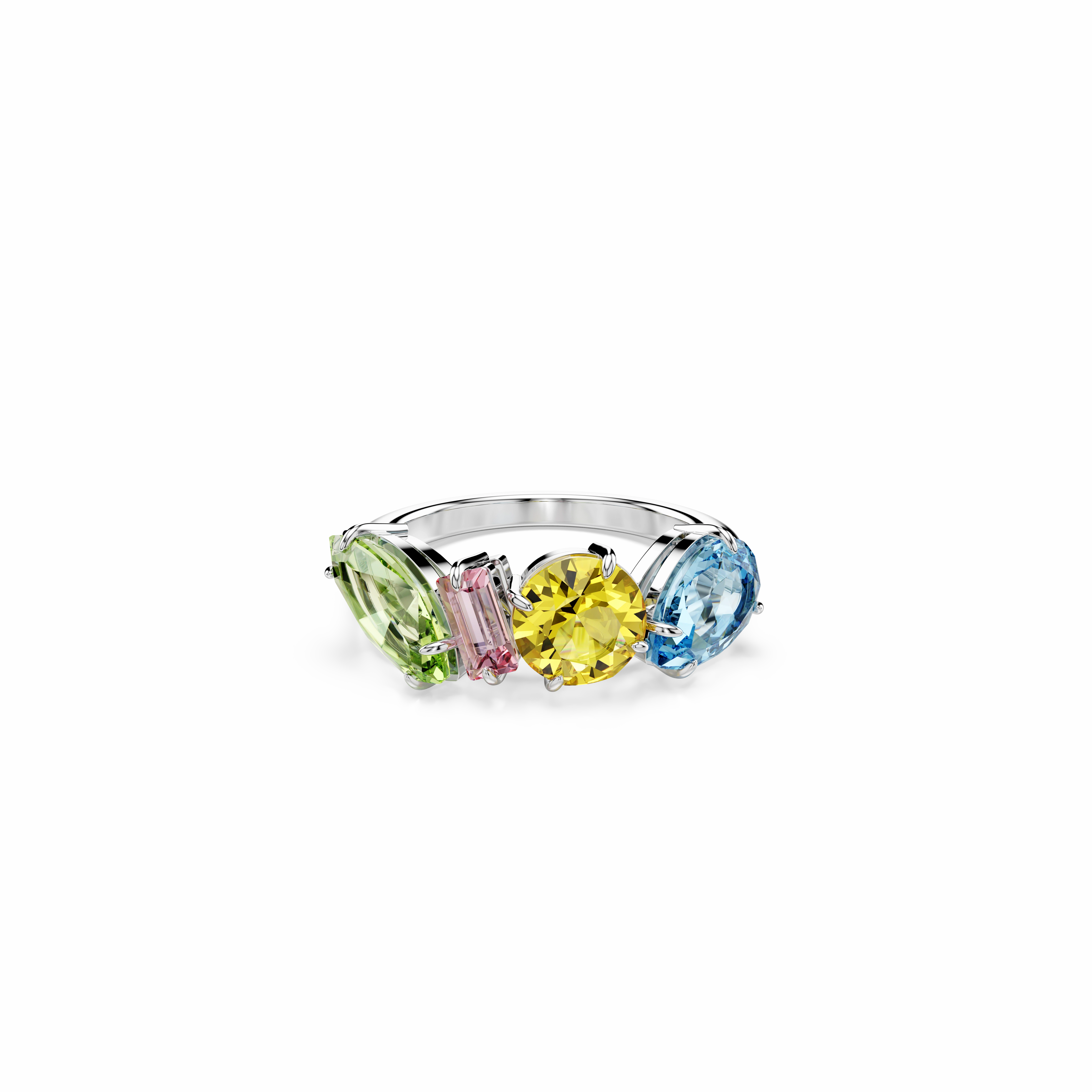 Swarovski Gema Ring Mixed Cuts Multicolored Rhodium Plated