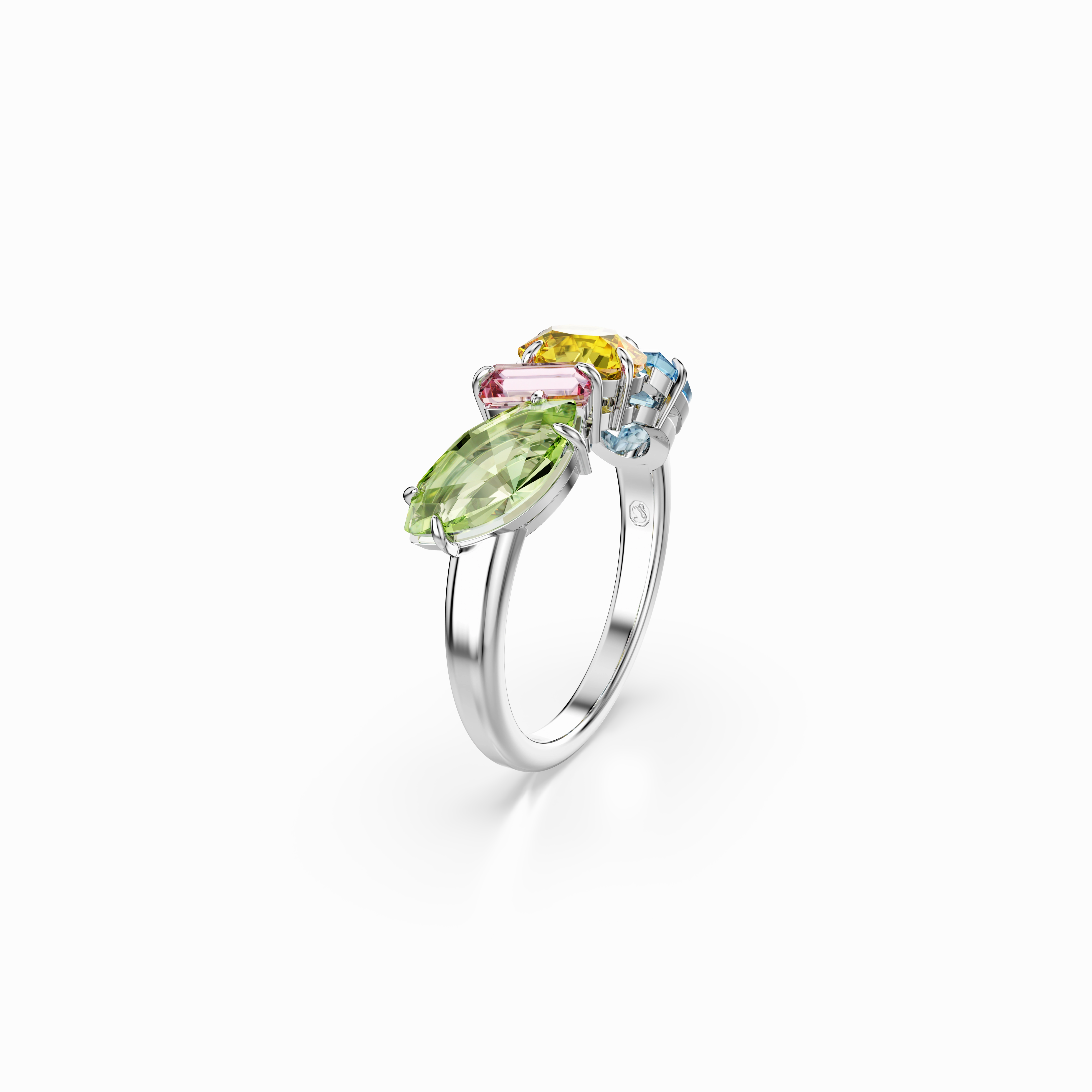 Swarovski Gema Ring Mixed Cuts Multicolored Rhodium Plated