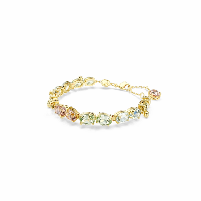 Swarovski Gema Tennis Bracelet Mixed Cuts Multicolored Gold-Tone Plated