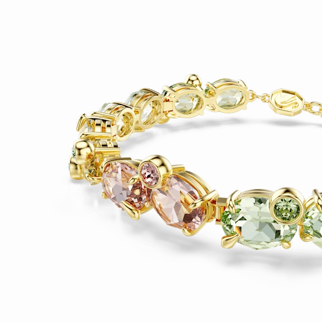 Swarovski Gema Tennis Bracelet Mixed Cuts Multicolored Gold-Tone Plated