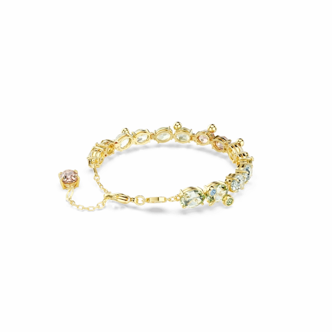 Swarovski Gema Tennis Bracelet Mixed Cuts Multicolored Gold-Tone Plated