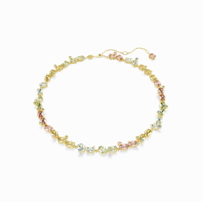 Swarovski Gema Tennis Necklace Mixed cuts Multicolored Gold-tone plated fashion-jewelry  