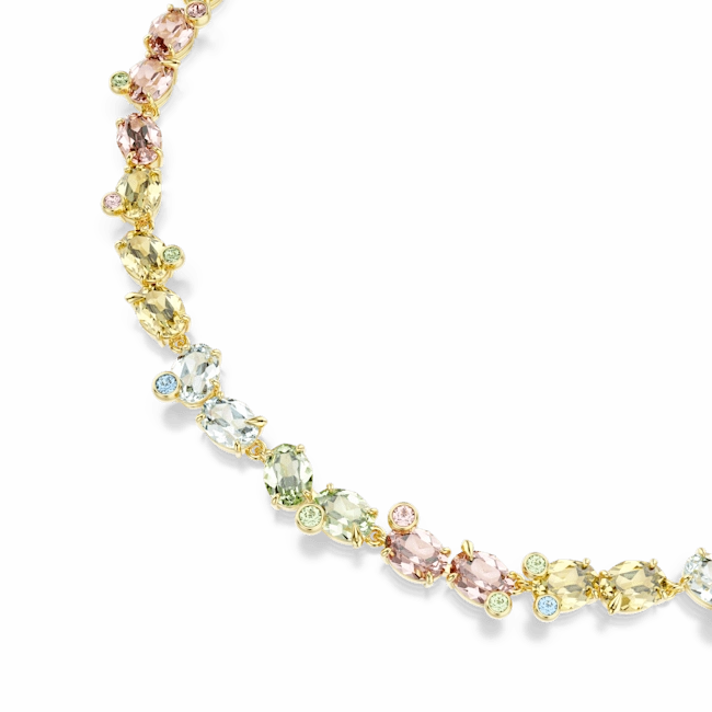Swarovski Gema Tennis Necklace Mixed cuts Multicolored Gold-tone plated